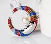 Cute Cartoon Face Moon Brooches Pearl Pins Multicolor Rhinestone Luxury Dress Corsage Brooch Gold/Silver Plated Fashion Jewelry