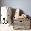 INS Large Drawstring Bag Baby Toys Storage Bags Canvas Bear Batman Hanging Laundry Bags Clothing Baskets Xmas Sack Stocking