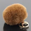 ゴールドのウサギの毛皮のキーホルダーふわふわのキーチェーンの毛皮POM-POM Llaveros Portachiavi Porte CLEFキーホルダーキーホルダー