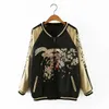 Damesjassen Groothandel - Two Side Wear Dames Borduurwerk Floral Phoenix Bird Short Brand Bomber Jacket Jas Pilot Uitloper Tops Spring Women