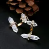 Nature prisme boucles d'oreilles Stud Pave C Studs en alliage Crystal Chimestone Charms Vintage Gold Tonal pour Lady