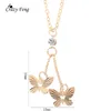 Gros-Nouveau papillon mode féminine Ensemble de bijoux Collier Boucles d'oreilles Plaqué or bijoux de mariage en gros ensemble livraison gratuite style chic