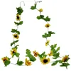 250cm Fake Silk Sunflower Ivy Vine Artificial Flowers Plants With Green Leaves Hanging Garland Garden Fences Home Wedding Decoration