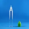 PET-plastic druppelflessen 100 STKS 30 ml dubbel bewijs Zeer transparante flessen met kindveilige diefveilige doppen Knijpfles met lange tepel