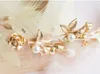 Fashion Bridal Headdress Gold Hair Crowns Feather Pearls Hair Bands Elegant Wedding Headpieces Bridal Accessories New60642139766785