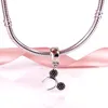 Authentic 925 Sterling Silver headband silver dangle with black crystal CHARM Fit DIY Pandora Bracelet And Necklace791561NCK