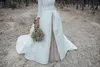 Dresses Modern Country Wedding Dress Sleeves Bateau Neck A Line Backless Champagne Tulle White Ivory Bridal Gowns with Long Train