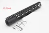 Zwart geanodiseerd 7,9,10,12,13.5,15 '' inch handguard rail gratis vlotter sleutel Mod quad rail mount-systeem met stalen vat moer