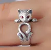 2017 Retro Style Lindo Cat Thai Silver Color Sterling Ladies Tamaño ajustable Anillos de joyería para niña