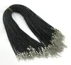 100pcs 1.5mm Black Wax Leather Snake chains bracelets Beading Cord String Rope Wire 45cm+5cm Extender bracelet ChainLobster Clasp DIY