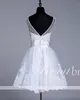 Korta pärlor vit elegant bröllopsklänning prinsessans brudklänningar högkvalitativa lilla vita klänningar