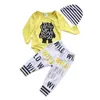 طفل رضيع ملابس 2018 الوليد ملابس الطفل مجموعة الرضع طويلة الأكمام الدب إلكتروني المطبوعة الأصفر رومبير + سروال + قبعة 3 قطع بنين طقم ملابس