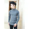 Wholesale-2016 new brand fashion men's sweaters korean sweater men turtleneck men full sleeve solid color thick wool blend mens pullover