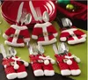 크리스마스 산타 옷 식기 주방 식기 정장 홀더 포켓 나이프 소꿉 친구 크리스마스 식기류웨어 및 바지 무료 DHL