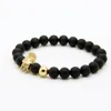 Mens Jewelry Bracelet 8mm A Grade Matte Agate Stone New Roman Warrior Helmet Micro Paved CZ Beads Spartan Bracelets244p