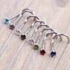 Crysta Gold Silver Zircon Nose Ring Screw Nose Stud Clear Pink Red Purple CURVED STEEL PIN RING PIERCING 20G 0.8mm