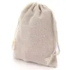 Liten Muslin DrawString Presentväskor Bomull Linne Vintage smycken Puches Packaging Case Wedding Favor Holder Många storlekar Jute Sacks C2276501