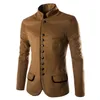 Men's Jackets Wholesale- 2021 Men Jacket High Quality Fashion Stand Collar Wool Mens Blazer Coat Slim Fit Cotton Terno Masculino 13M06031