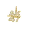 Mens 18k Or Argent Plaqué Glacé Cz Hip-Hop AK47 Logo Mitraillette Pendentif Collier avec 5mm 27 "long Chaîne Cubaine Collier Bijoux De Mode