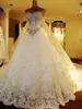 Lace Appliques Luxury Crystals Ball Gown Wedding Dresses Sweetheart Chapel Train Beaded Bridal Dresses Lace-up Gowns