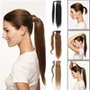 Bästa kvalitet naturliga hår ponytail dragsko mänskliga hår wrap clip i ponny svans hårstycke kvinnor mode pigitail ponytail 140g 160g