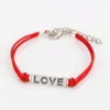 100Pcs Alloy "love" Charm Wax lines Adjustable Bracelet For Men & Women Jewelry Gift