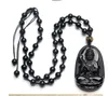 natürlicher Obsidianbodhisattva-Tierbuddha hängende männliche Halskette Bodhisattva