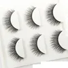 3 pares de pestañas postizas 3D gruesas, naturales, largas, entrecruzadas, suaves, desordenadas, belleza, maquillaje, escenario, herramienta para ojos grandes, pestañas