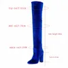 2017 spring autumn winter summer platform high heels blue red velvet boots for woman over the knee high Stretch boots long shoes