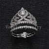 Vecalon Fashion Crown Обручальное кольцо для женщин, смоделированные Diamond CZ 10KT Белое золото наполнено женское кольцо для вовлечения