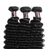 Buona brasiliana indiana malese capelli vergini onda profonda 3 pezzi con chiusura in pizzo estensione dei capelli non trattati per le donne nere1906031