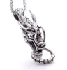 fafafa fafafa Punk Style Casting Biker Dragon Head Hanger Hoge kwaliteit Sier roestvrijstalen gotische ketting met gratis doosketting 3 mm 24''