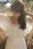 Vintage Country Style Bohemian Wedding Dress Off The Shoulder Lace Trim Chiffon Beach Garden Boho Brudklänningar Full längd