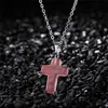 Punk Jewelry Stainless Steel Chains Rose Purple Tiger Eye Opal Real Natural Quartz Stone Cross Pendant Necklaces