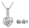 925 Sterling Silber Liebe Herz Ohrstecker Halsketten Set Weiß Lila Glänzender Kristall Bling Diamant Anhänger Halskette Ohrring Ohrringe Ohrringe Schmuck