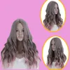 WoodFestival harajuku pink wig gradient blending grey cosplay long heat resistant wigs curly wavy wig synthetic hair high quality1079883