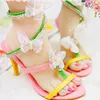Sandalias de gladiador con mariposa para mujer, sandalias coloridas de tacón alto para fiesta de boda, zapatos de novia de diseño especial, zapatos de baile hechos a mano