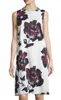 Fashion Flower Print Women Sheath Dress Round Neck Dresses 055A83