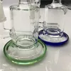 Hookahs 6 polegadas Mini Bongo de vidro de 14 mm machos espessos tubos de água transparentes Rigante de óleo azul verde Duas funções Recycler