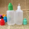 زجاجة إبرة 50 مل زجاجة قطارة بلاستيكية مع قبعات إثبات الطفل نصائح LDPE PE 50 مل زجاجات