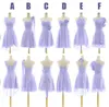 Lavendel Korte Bruidsmeisjes Jurken Handgemaakte Bloem Chiffon Mini Bruidsmeisjes Jurken Party Cocktail Jurken Eén schouder Sweetheart onder 100