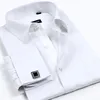 Wholesale-Men Dress Shirts with Diamond Cufflinks Cotton Shirt for Men Long Sleeve Plaid /Strpped Shirs Men Clothing S- 4XL