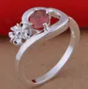 925 Sterling Silver Crystal Ring For Women Flower Jewelry Fashion Style Mix Colors Size 8 New