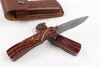 Ny ankomst Damaskus Folding Kniv VG10 Damascus Steel Blade Naturliga Rosewood Handtag EDC Pocket Knivar med Leahter Sheath Package