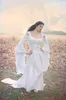 Mittelalterliche Vintage Spitze Gothic Brautkleider 2016 Fancy Robe de Mariage Rüschen Korsett Rüschen Graden lange Hülse Fancy Brautkleider