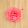 8 cm Chiffon Fabric Rose Flower med alligatorklipp för babyhårtillbehör 24 st/parti