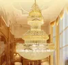 BE37 Duplex Living Room Large Chandeliers Villa K9 Crystal Pendant Lamp Hotel Engineering Hall Staircases Droplight Lights Lighting