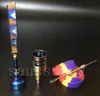 Newest Glass Bong Tool Set Anodized Colorful Titanium Nail Rainbow Carb Cap Dabber Slicone Jar for Glass Water Pipes