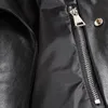 Toptan- Aowofs Erkek Deri Ceketler Siyah Motosiklet Ceketleri Kafatasları Perçinler Eğik Fermuar İnce Fit Quilting Punk Deri Ceket 5xl
