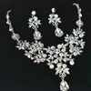 2022 Fashion Crystal Adjustable Bridal Jewelry Sets Wedding Rhinestone Necklace Earrings Jewelry Set Cheap Wedding Accessories